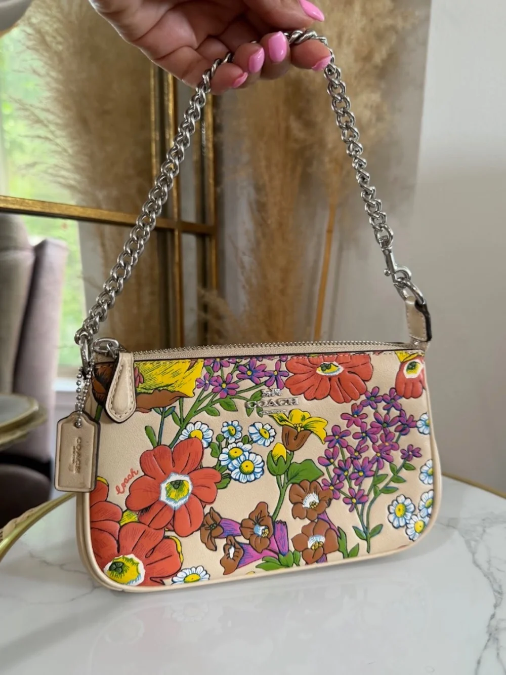 Coach Nolita 19  Floral Print Leather Mini Shoulder Bag Purse Style CR365